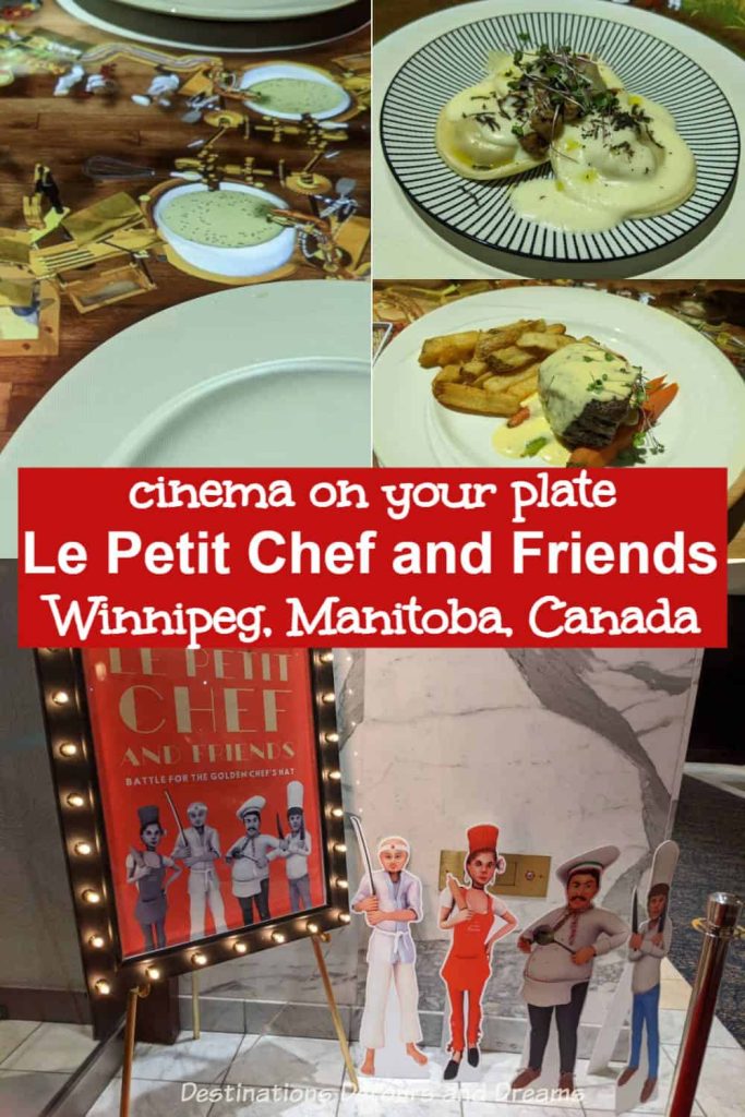 Dining With Le Petit Chef and Friends - Animated dining show at the table of a four-course dinner at The Velvet Glove restaurant in Winnipeg, Manitoba, Canada where 3D projected animated tiny chefs put on a show at your table