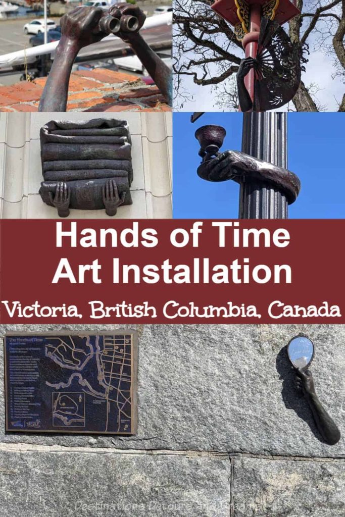 Victoria Hands of Time Art Installation - A public art installation in Victoria, British Columbia, Canada features hands engaged in activities significant to the city's history