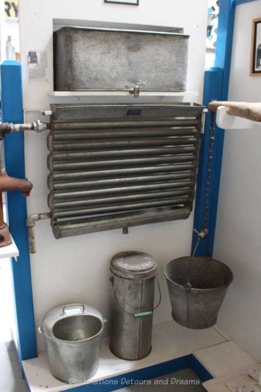 An old milk cooler that looks much like a radiator