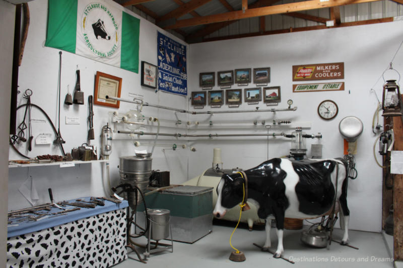 Museum display showing milk refrigeration equipment