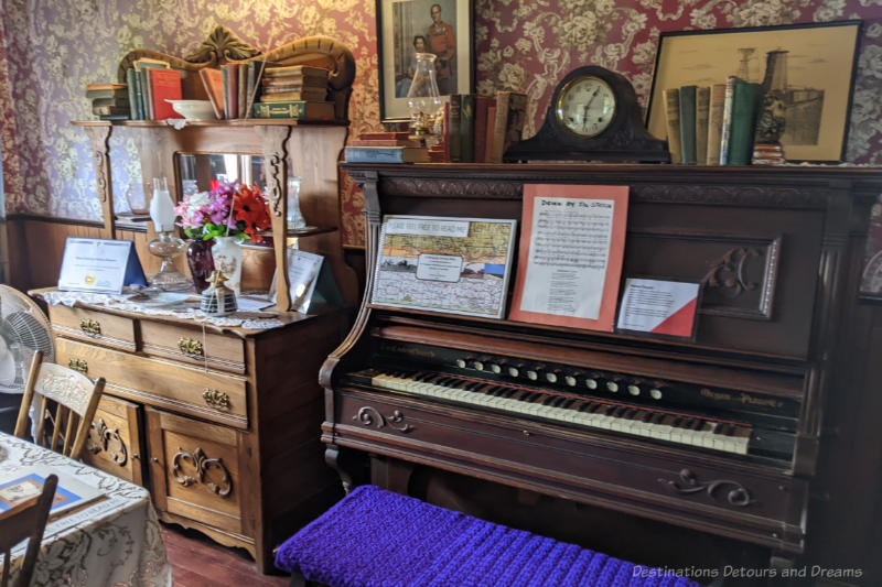 Miami Railway Station Museum Living Room Organ and sideboard in an early 1900s living room