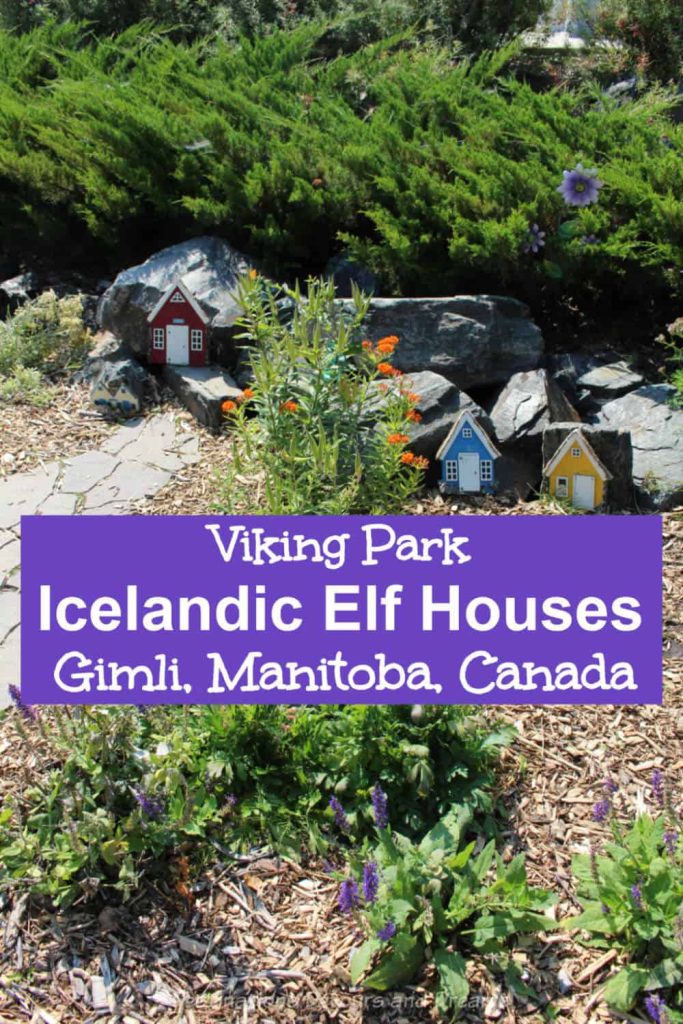 Icelandic Elf Houses in Manitoba - Viking Park in Gimli, Manitoba, Canada, once the heart of New Iceland, features elf houses and a giant Viking statue
