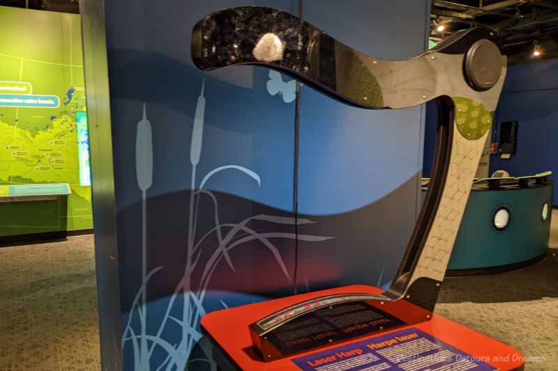 Laser harp on display in a science museum