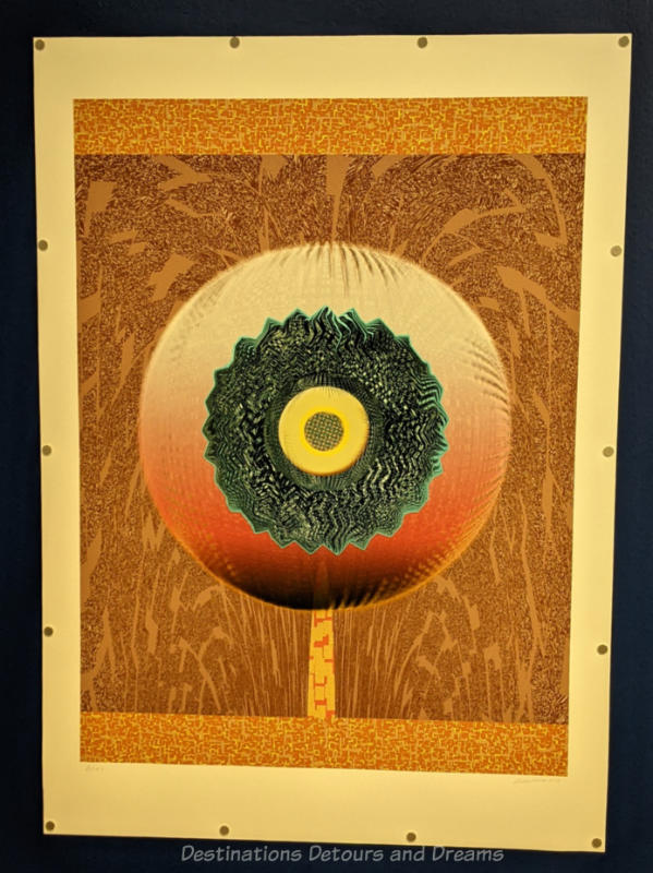 Staycation Orb 7 Painting of an orb with circle in centre resembles an eyeball