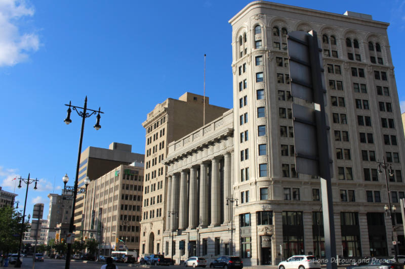 Winnipeg Bankers Row One side of a downtown city street containing elegant, former bank buildings dating to the early 1900s