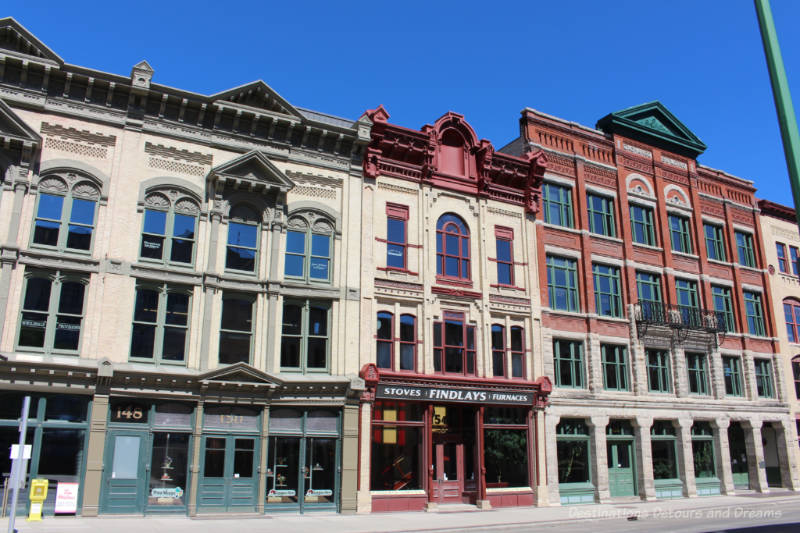Winnipeg RRC Roblin Building Old Facades One side of a building featuring early-twentieth century building facades