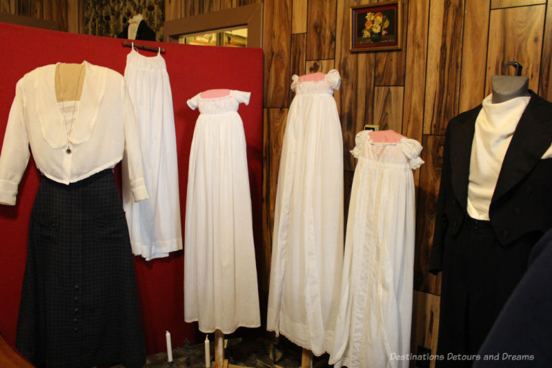 Sipiweske Museum Clothing Headless mannequins displaying antique white and black clothing