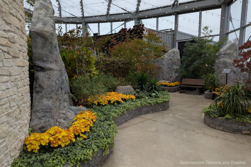 Plants lining entry to Fabled Woods exhibit